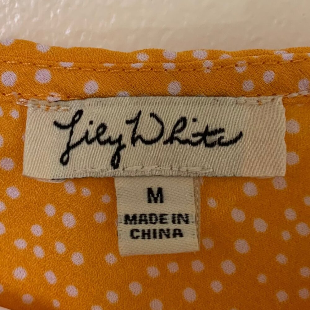 Lily White Orange and White Dot Print Blouse – Size M - Picture 2 of 7